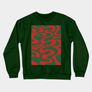 Swirl, Liquid, Line Pattern in Christmas Holidays Green and Red Crewneck Sweatshirt